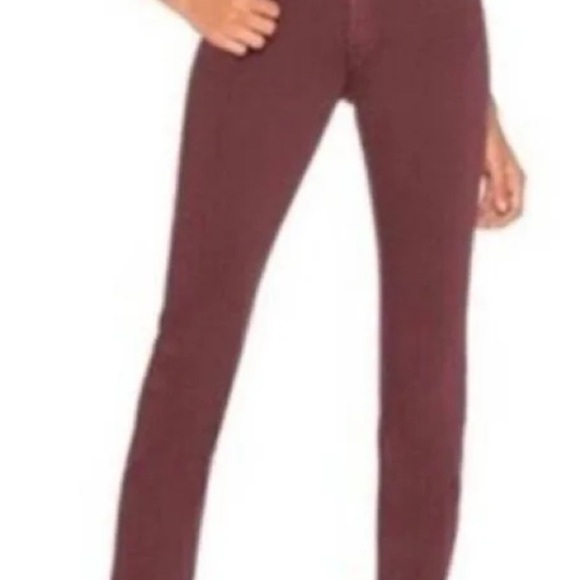 MOTHER Ankle Cropped Jeans in Deep Burgundy - Picture 2 of 10